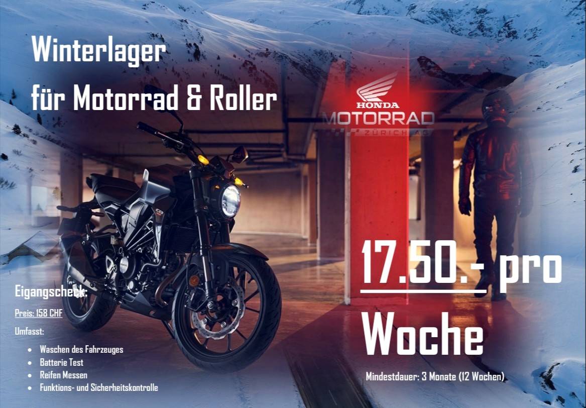 Motorrad Wintereinlagerung bei der Motorrad Zürich AG