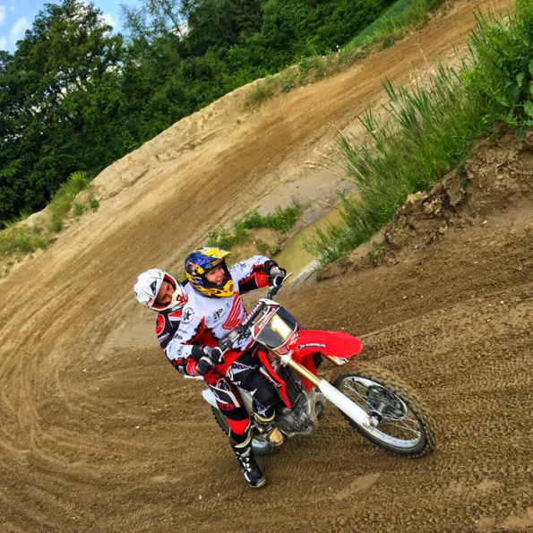 Women learning to ride a motorbike at the Honda Dream Dealer Zurich