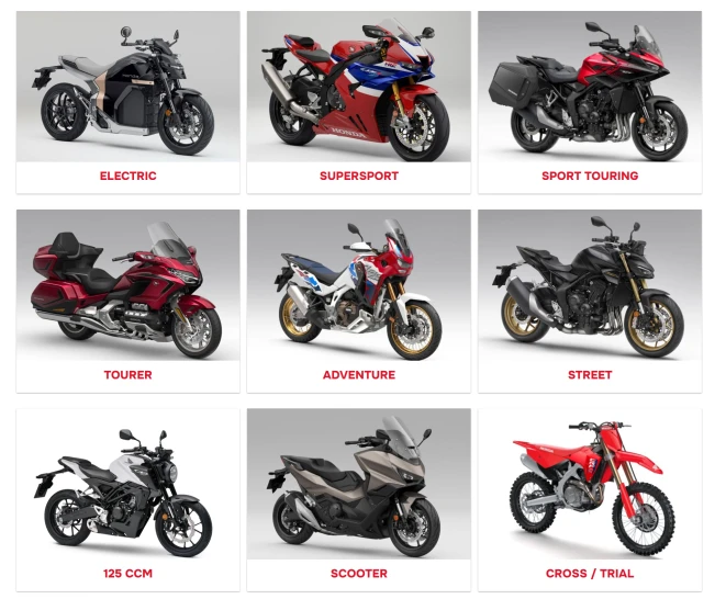 Types de moto et modèles Honda chez le Honda Dream Dealer de la région de Zurich