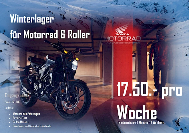 Hivernage moto et gardiennage de motos pour l’hiver à Volketswil près de Zurich