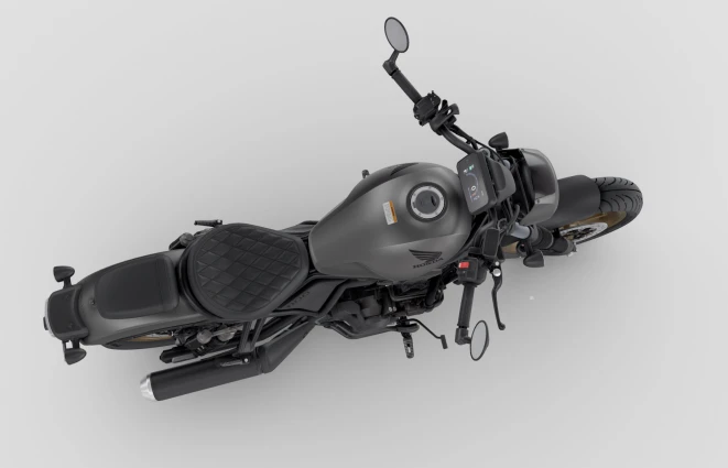Vista laterale della Honda Rebel 1100 – moto cruiser Honda CMX1100 Rebel a Volketswil, Zurigo