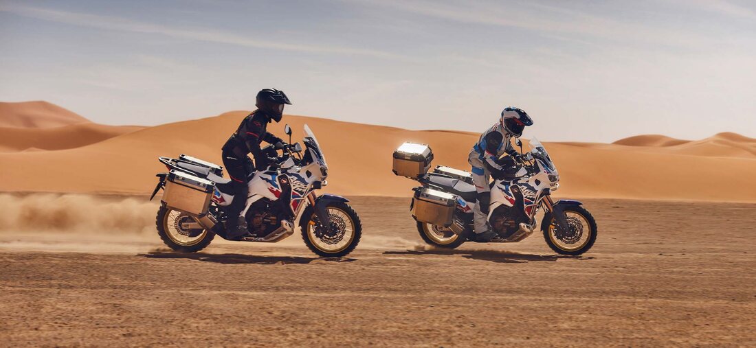 Adventure motorbikes with pannier system and top box – Honda genuine accessories off road