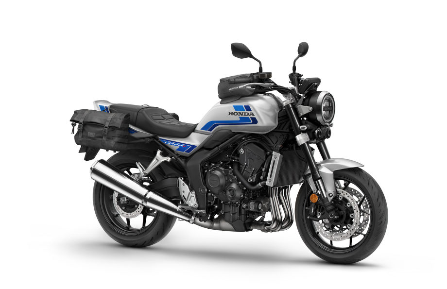 Honda CB1000F with genuine accessories: travel pack with saddlebags and tank bag