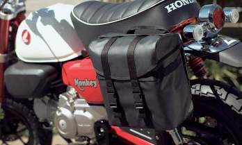 Honda Monkey 125 with a side bag fitted as a genuine accessory