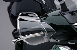 Honda SH genuine accessories &ndash; clear hand guards acting as wind deflectors on the handlebar