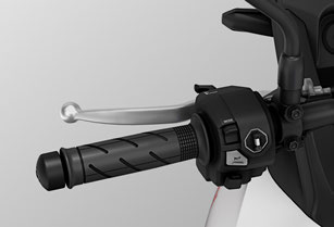 Honda Transalp XL750 genuine accessories – heated grips on the switchgear